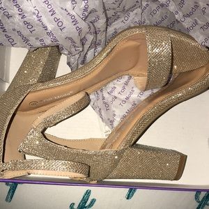 Top Moda Gold Glitter Heels
